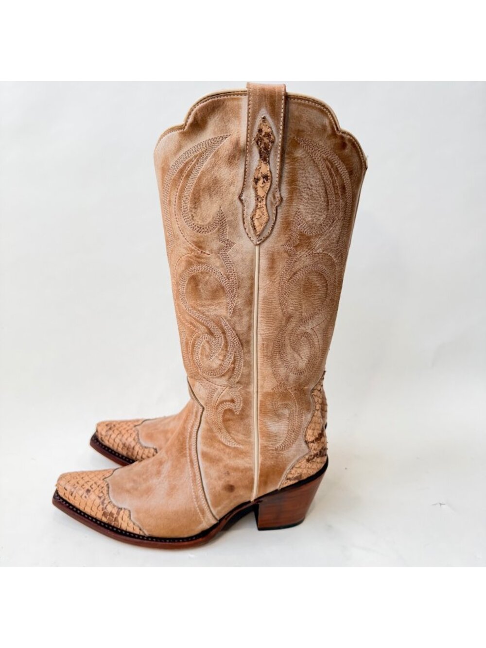 Idyllwind Sanded Sky Women Western Cowboy Boots Tan Leather Snakeskin Size 8B*